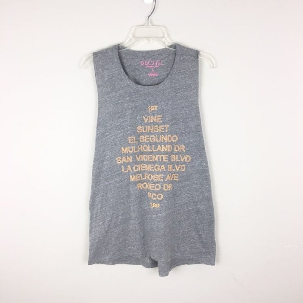 Rachel Roy | Gray Gold Text Tank - E89